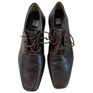 Fretz Men Business Brown Leather Oxford Shoes Size US 9 Square Toe Dress Lace Up